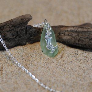 Seafoam Mermaid Sea Glass Pendant Necklace